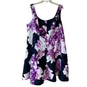 CB Established 1962 Dress Floral Sleeveless Purple Navy Size 18W Garden Prairie